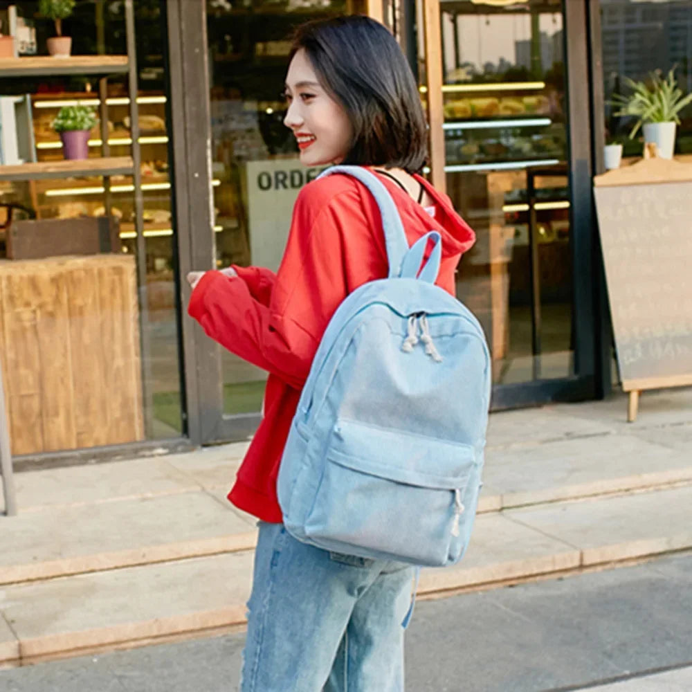 Personalized Corduroy Student Backpack | Anti-Theft School Bag for Teens