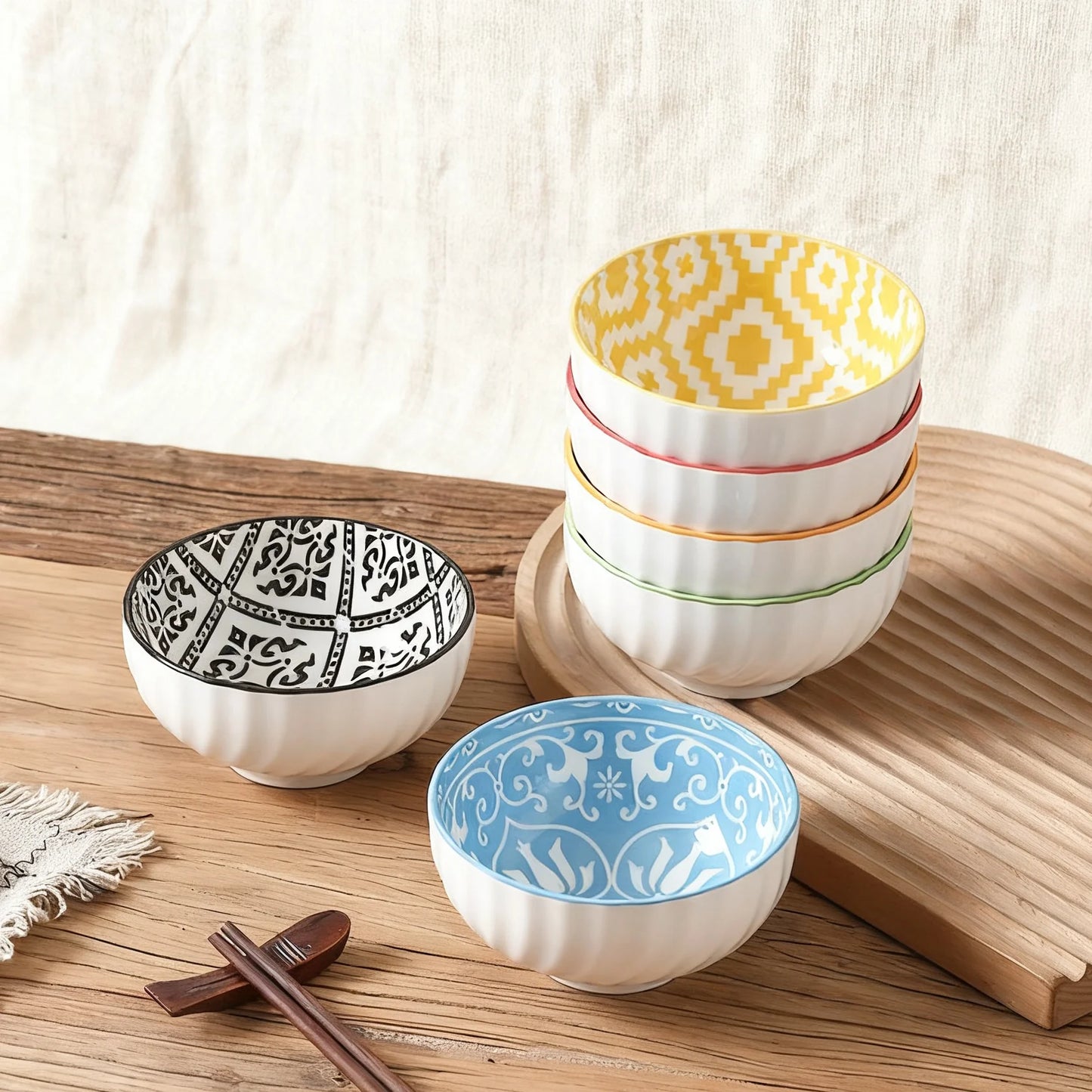 6-Piece Ceramic Bowls Set | Perfect for Pasta, Salad & More