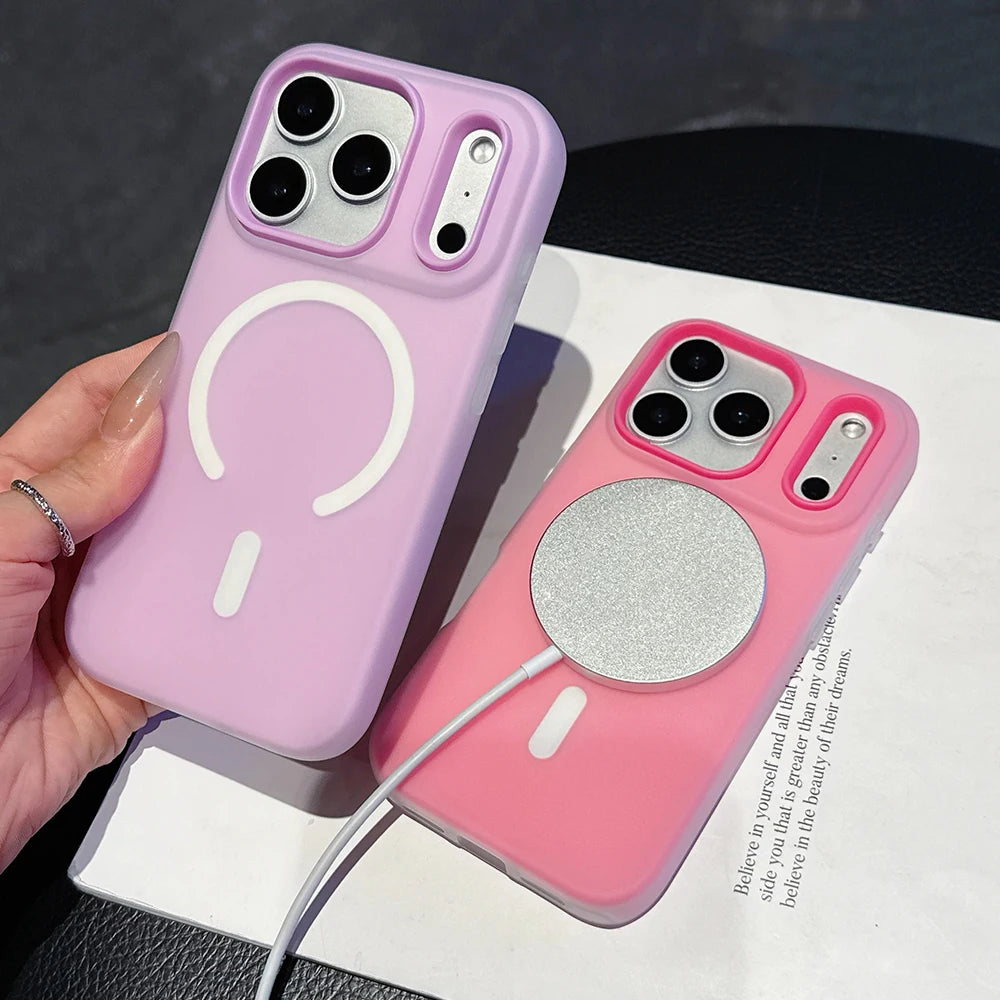 Magnetic Candy Color Wireless Charging Case for iPhone