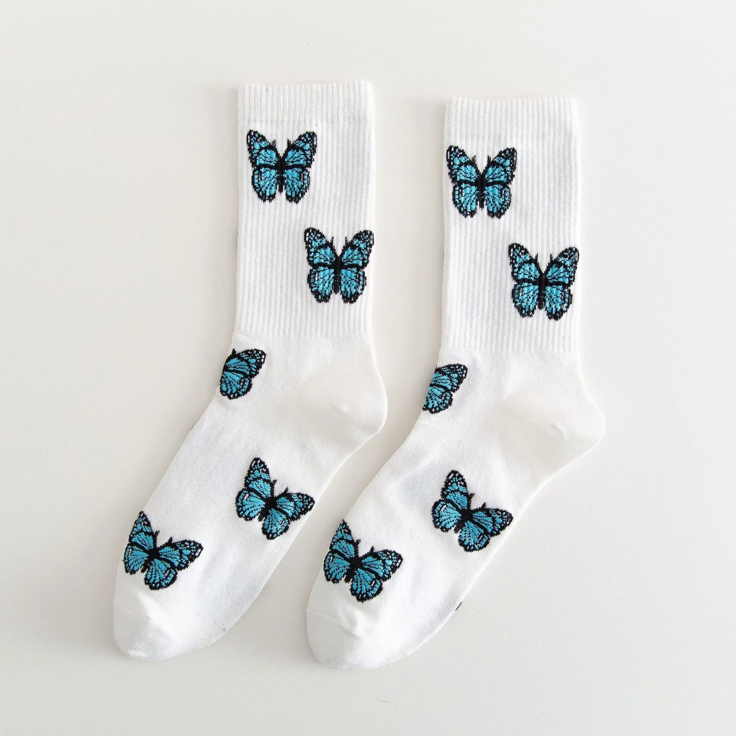 Stylish Butterfly Crew Socks for Women | Kawaii Streetwear Fashion
