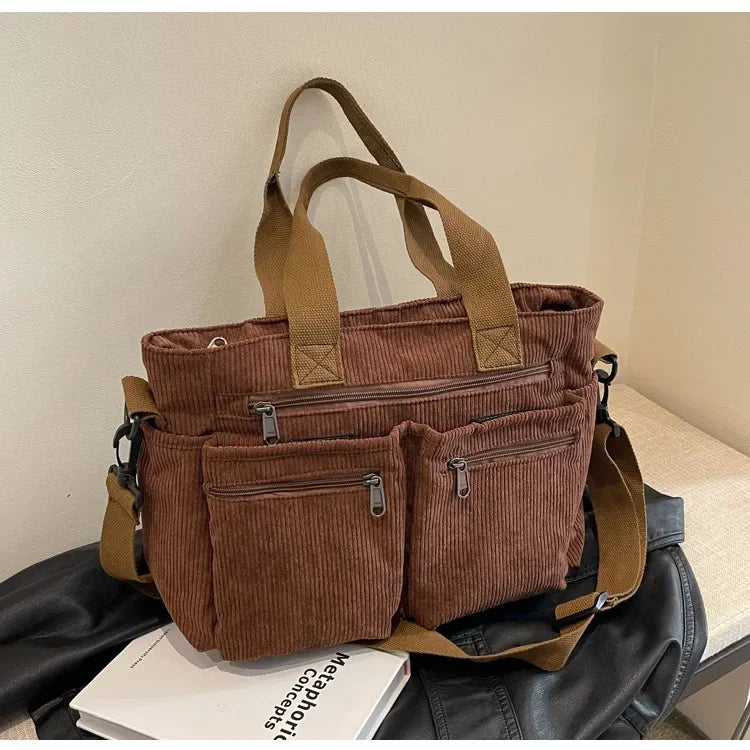 Large Capacity Casual Corduroy Messenger Bag | Versatile Tote for All