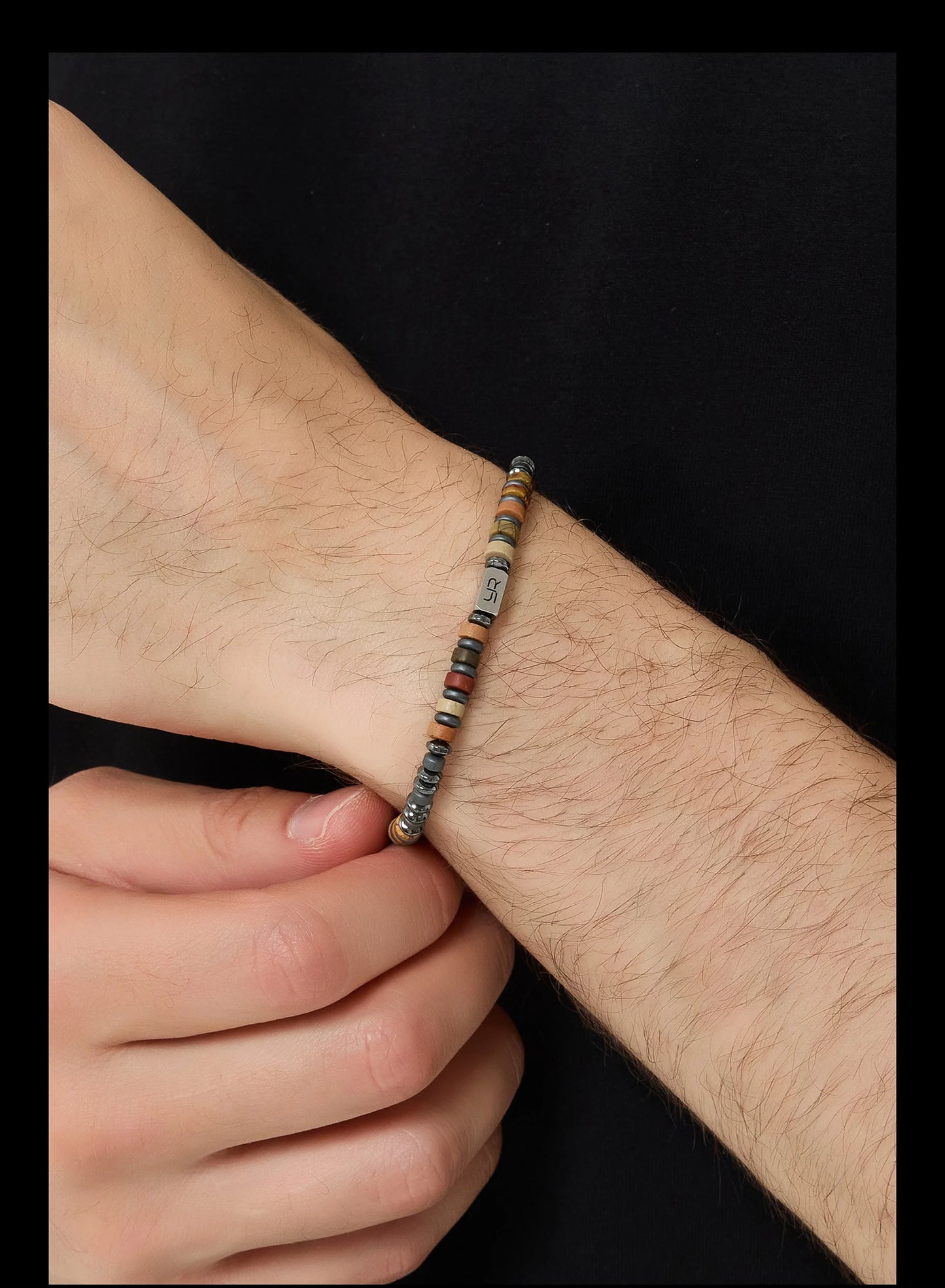 Handcrafted Bohemian Jasper Hematite Bracelet | Unisex Accessory
