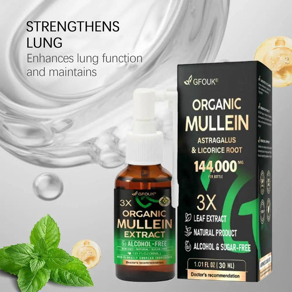 Organic Mullein Herbal Lung Cleansing Spray | Natural Breathing Aid