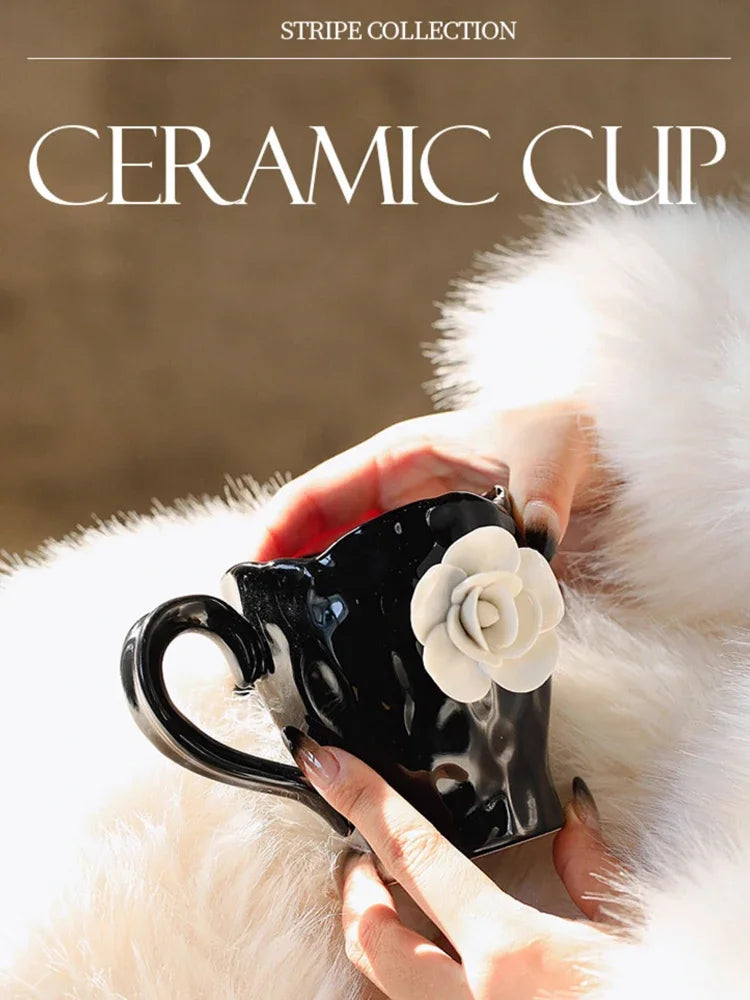 Elegant 3D Rose Ceramic Coffee Mugs | Stylish Drinkware for Every Occasion