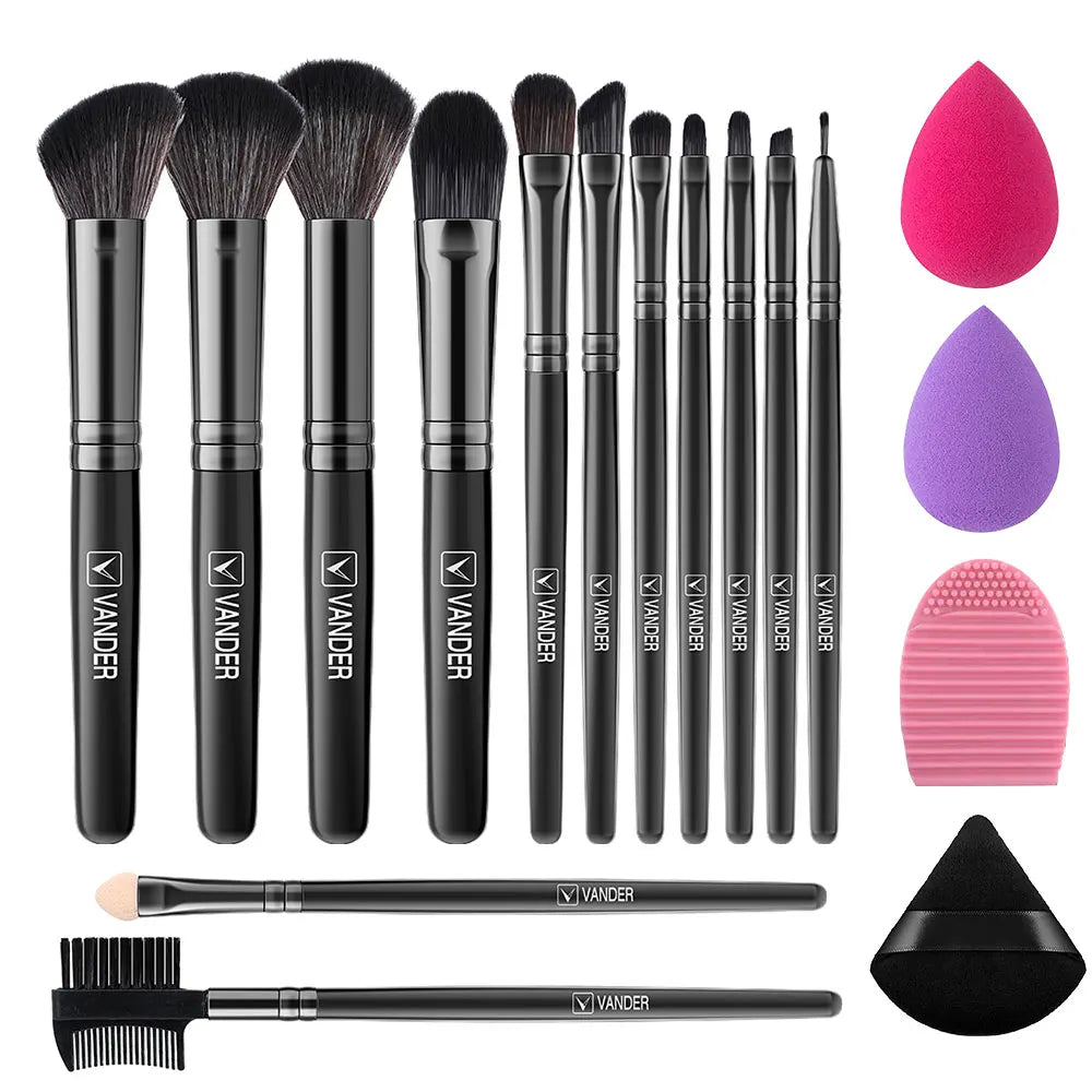13 Piece Makeup Brushes & Sponges Set | Soft Synthetic Beauty Tools