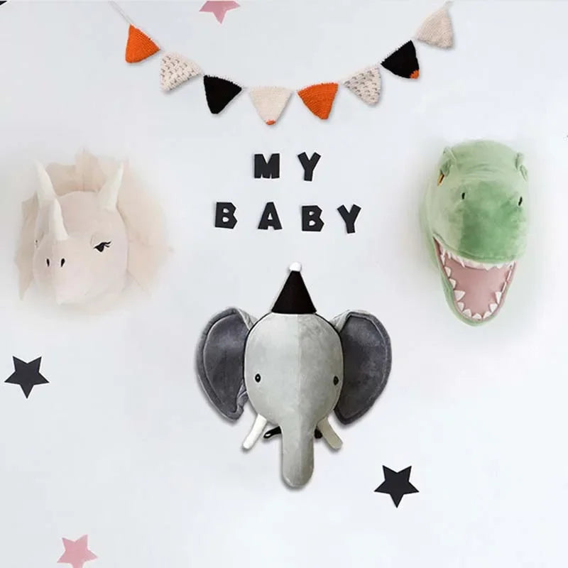 Animal Head Wall Decor | Cute Plush Animal Hanging Mounts for Kids