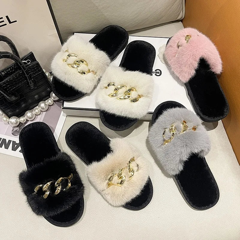 Women's Cozy Fur Lined Plush Slippers | Warm Indoor House Shoes
