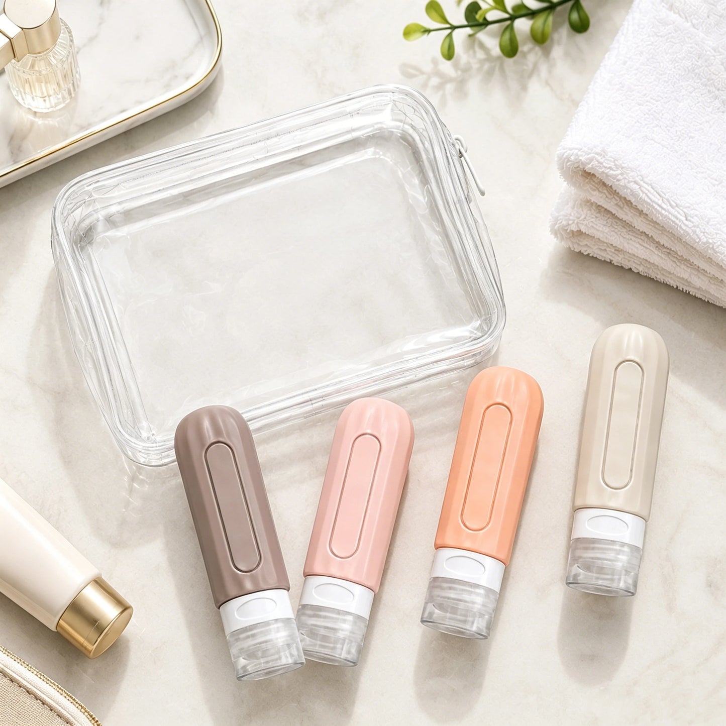 Elegant Pastel Silicone Travel Bottles | Leakproof Toiletry Containers