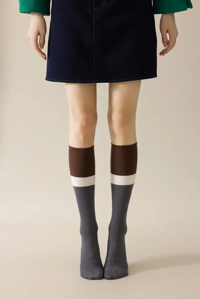 Women's Cotton Color Matching Knee Socks | Fashion-Forward Style