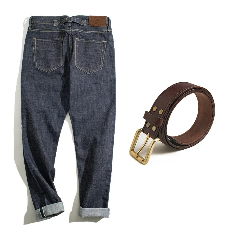 Men's 14oz Raw Selvedge Denim Jeans | Vintage Straight Fit Style