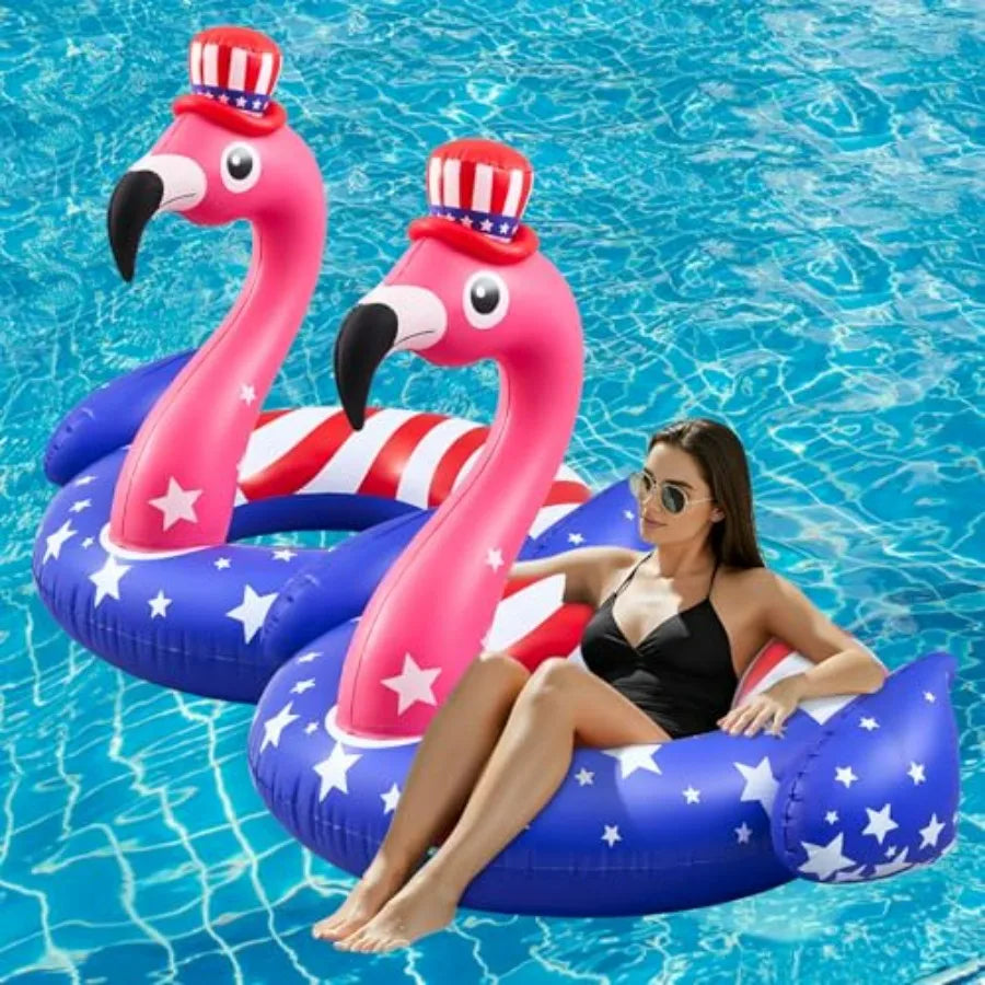 Inflatable Flamingo Pool Float 2 Pack | Fun July 4th Lake Decor