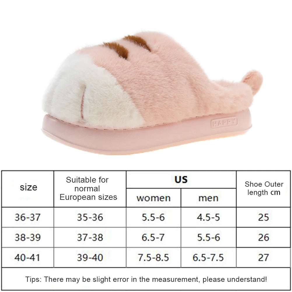 3D Cat Paw Plush Slippers | Cozy Warm Winter House Shoes