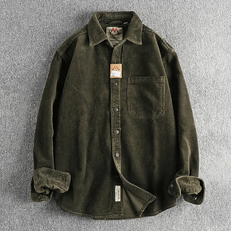 Men's Solid Color Corduroy Shirt | Vintage Casual Fashion
