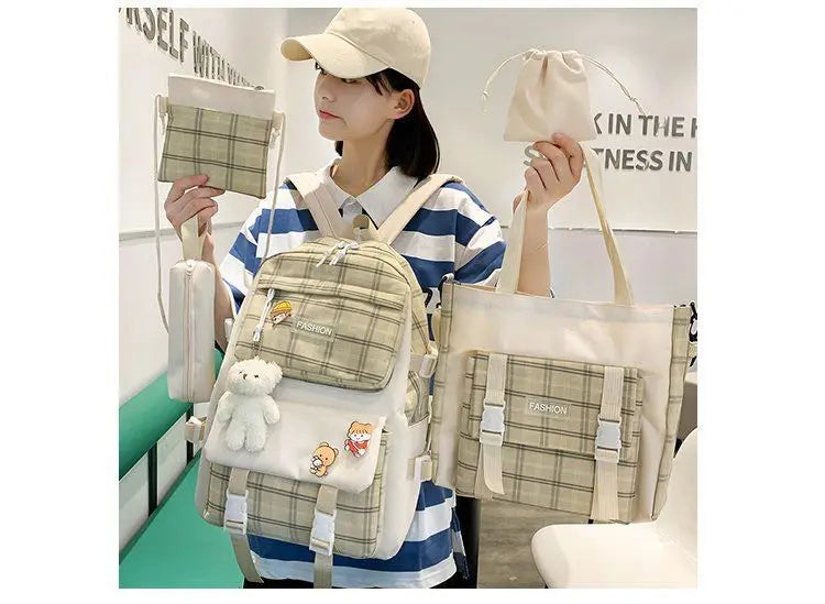 Large Capacity Kids Backpack | Versatile Nylon School Bag Set
