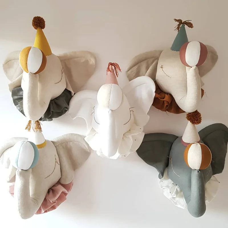 Adorable Elephant Head Wall Decoration | Charming Plush Toy