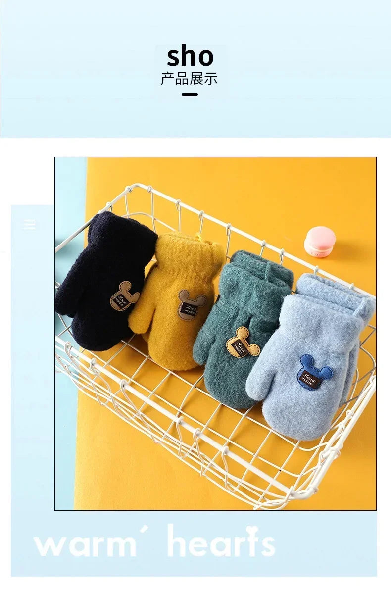 Warm Winter Mittens for Kids | Plush Mohair Gloves for Girls & Boys