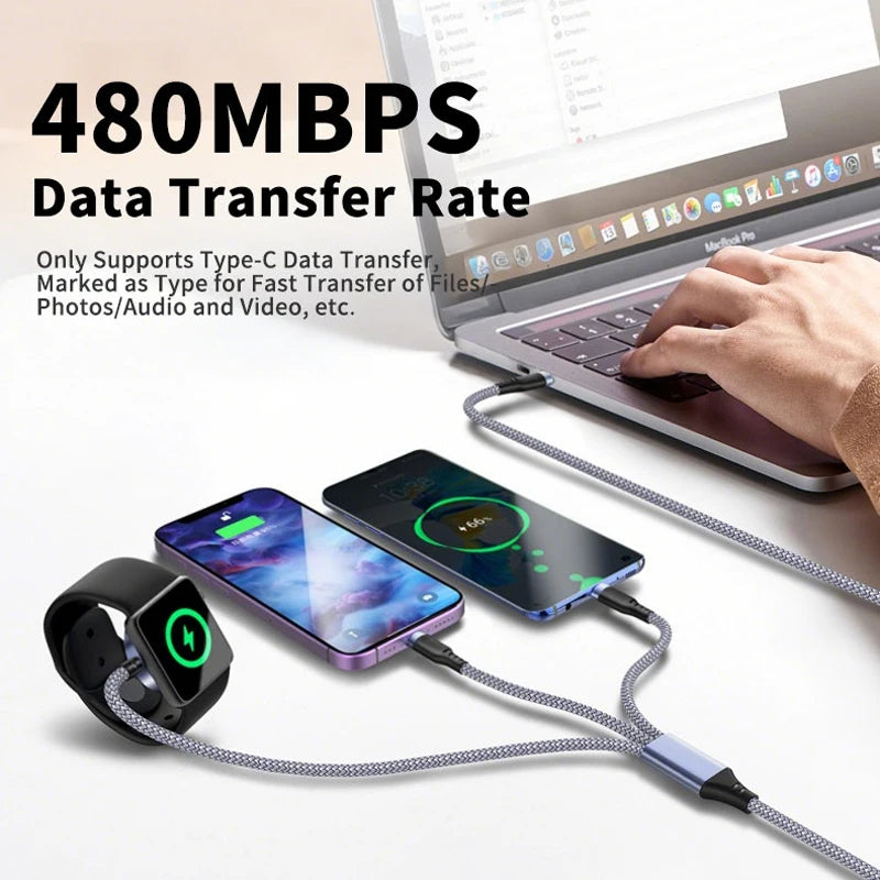 3 in 1 Multi-Functional Cable | Fast Charging Braided Cord