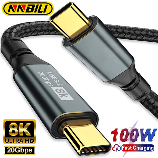 USB 3.2 Gen2 USB C To Type C Charger Cable | 100W 8K 60Hz Support