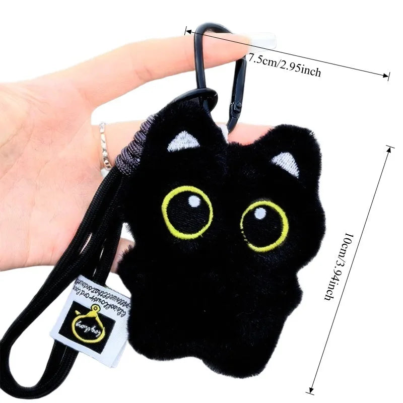 Cute Black Kitty Plush Keychains | Adorable Soft Kawaii Cat Dolls
