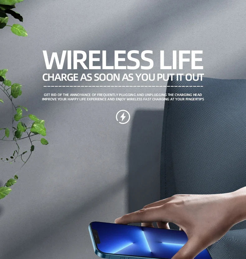 15W Wireless Charger Alarm Clock with LED Night Light — Multifunction Bedside Dock, Digital Thermometer & Time Display for iPhone 17 / 16 / 15 / 14 / 13 & Qi-Compatible Phones