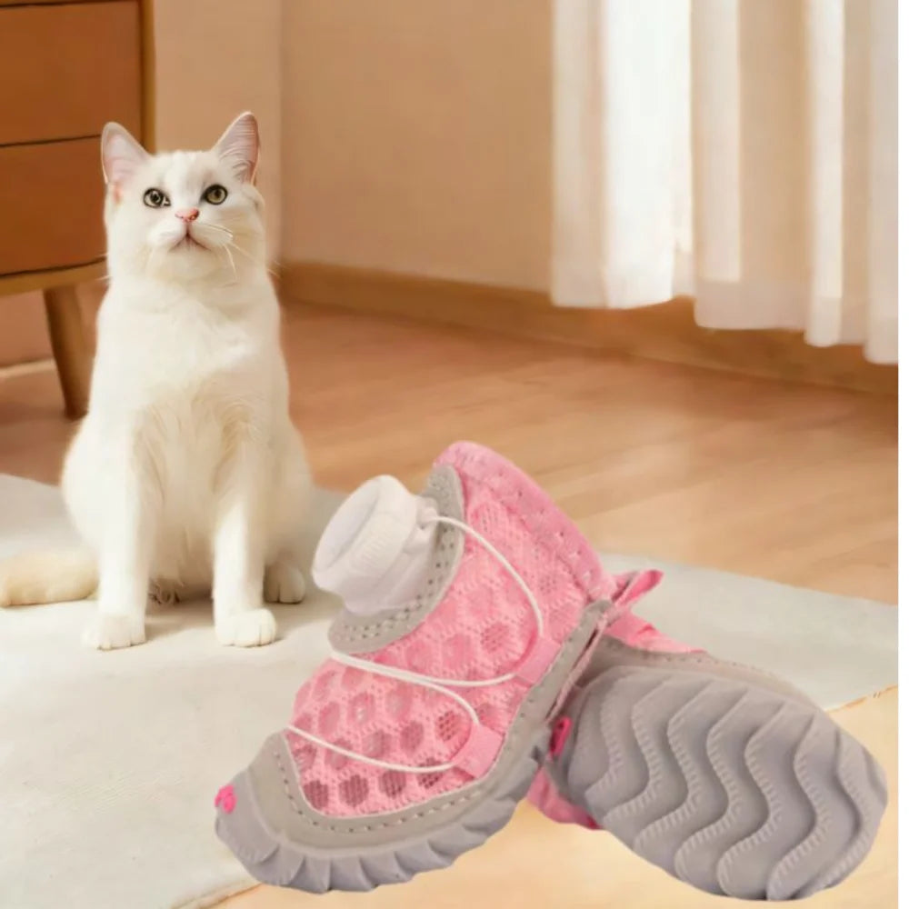 Adjustable Breathable Dog Mesh Shoes | Reflective Pet Boots Set
