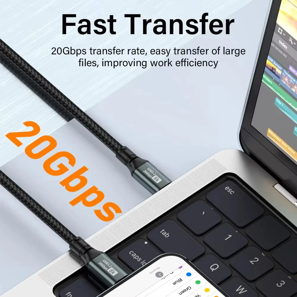 High-Speed USB 3.2 Type C to Type C Cable | 8K Video & Fast Charging