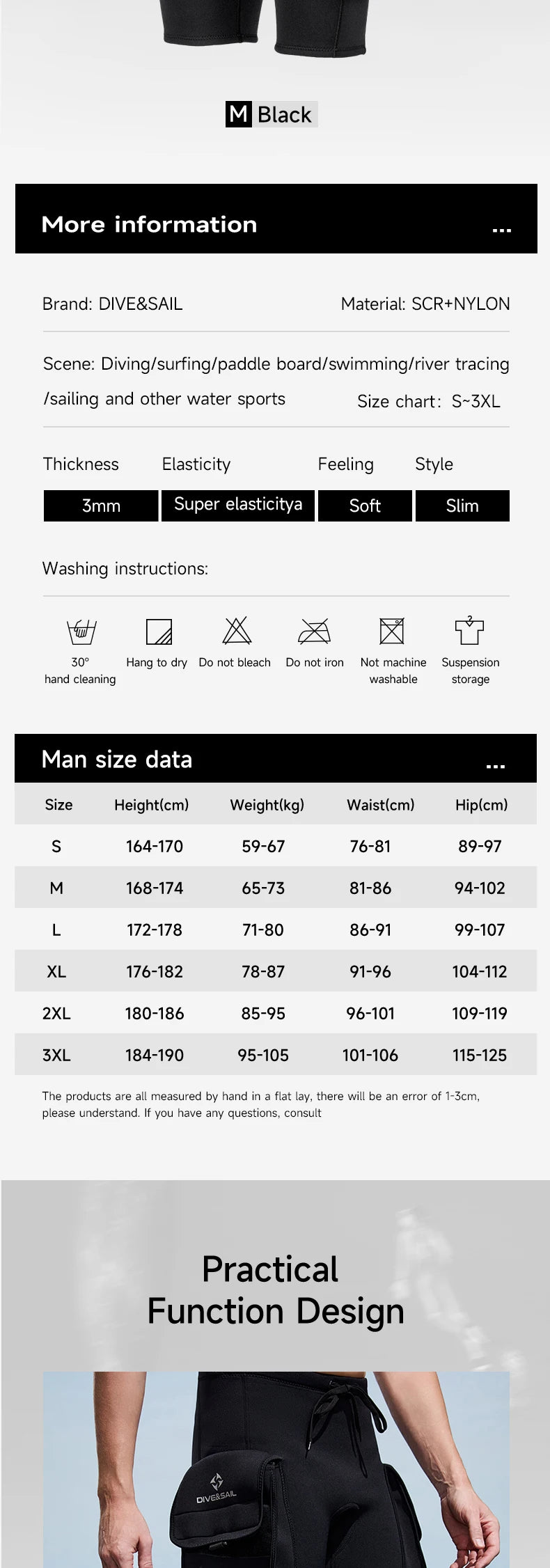 Men's 3mm Neoprene Wetsuit Shorts for Water Sports & Diving