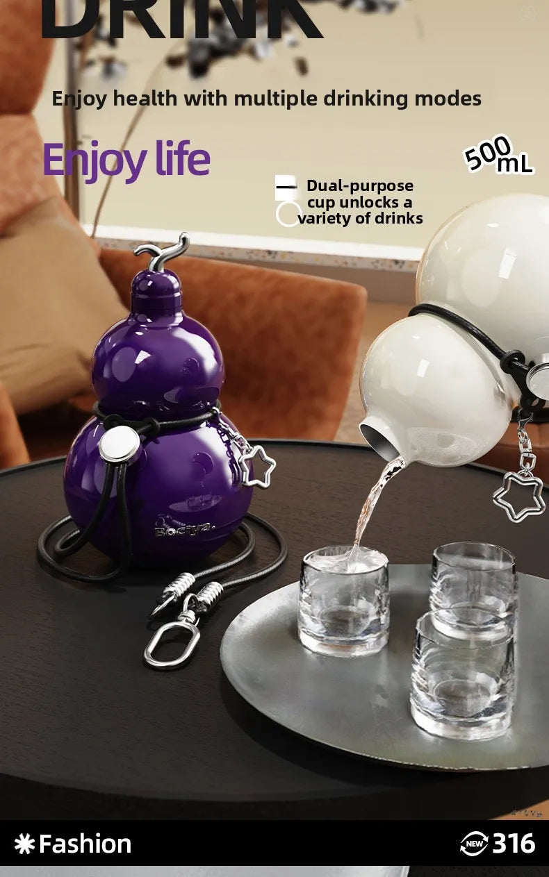Stylish Gourd Thermos Cup | Insulated Water Bottle with Straw