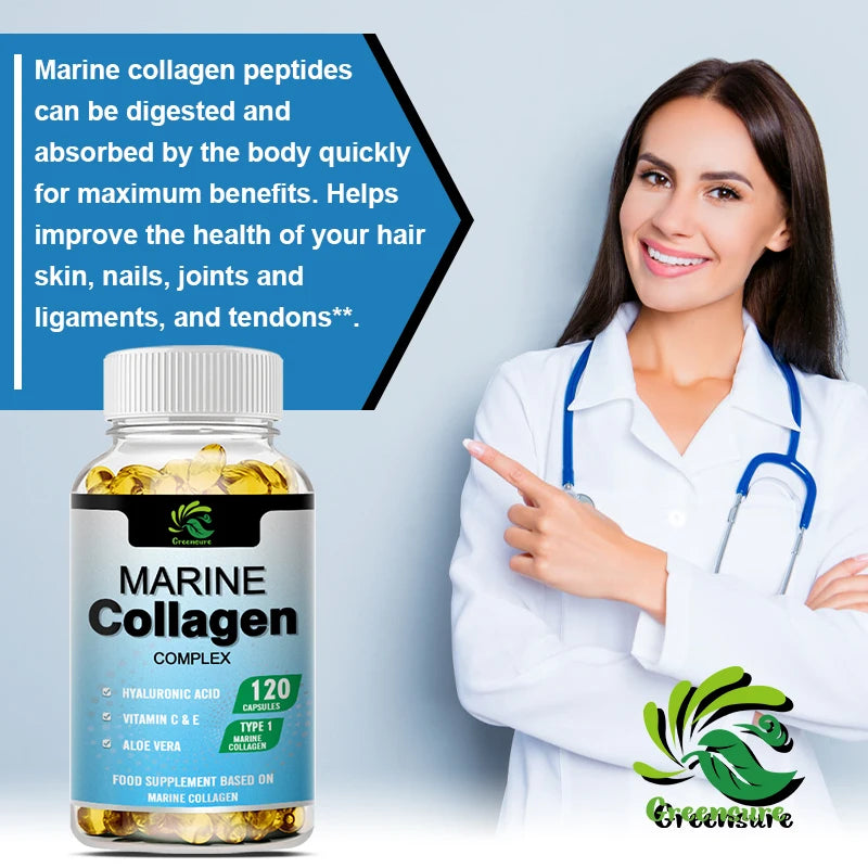 Marine Collagen Capsules for Healthy Joints, Hair, Skin & Nails