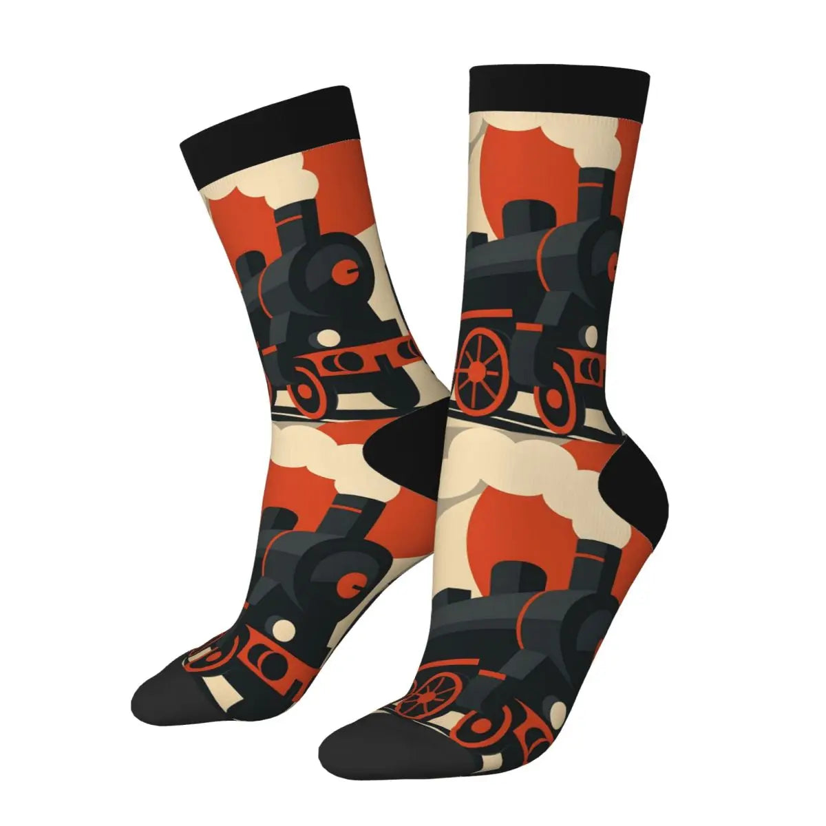Trendy Steam Train Crew Socks | Stylish All Seasons Long Stockings