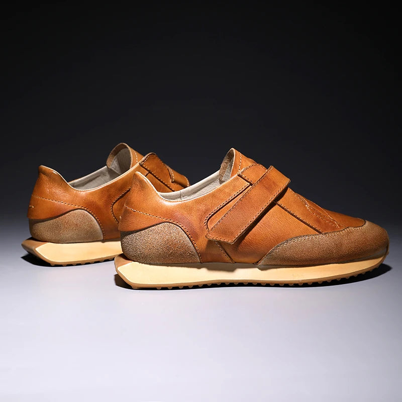 Handcrafted Men's Retro Casual Sneakers | Calf Leather Sneakers