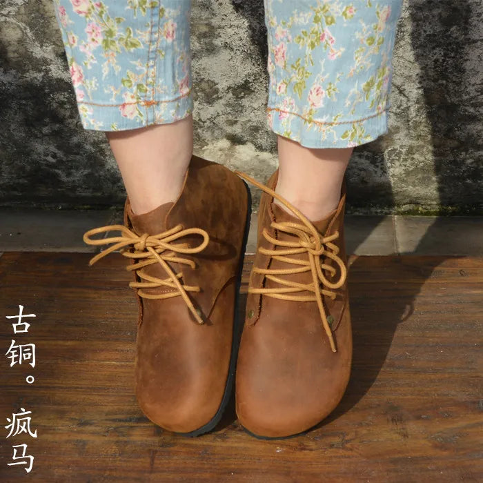 Handmade High Top Genuine Leather Shoes for Women | Stylish Comfort