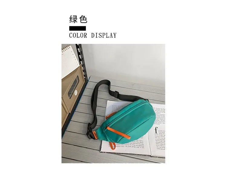 Street Casual Hip Hop Sport Fanny Pack Men Women Waterproof Functional Crossbody Bag Fashion Motorcycle Chest Bag Green Orange