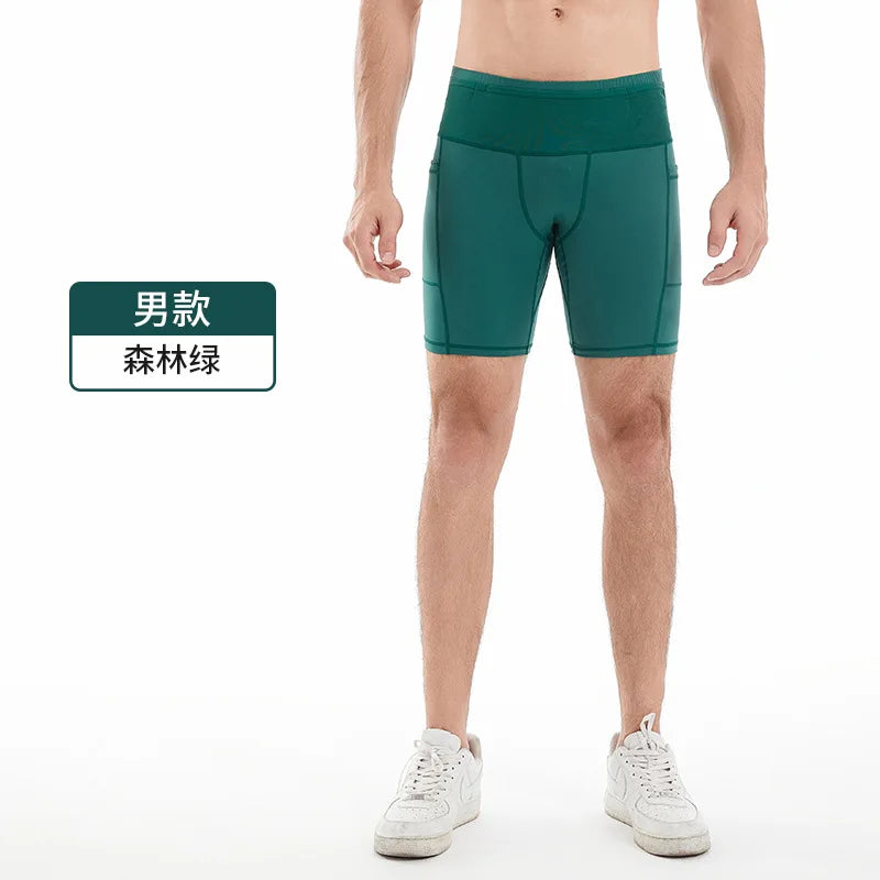 Quarter Length Compression Running Shorts with Multi-Pockets