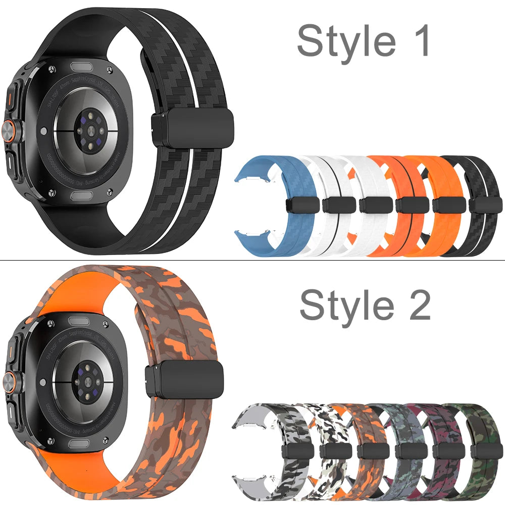 Silicone Sport Strap for 47mm Smartwatch | Magnetic Folding Clasp