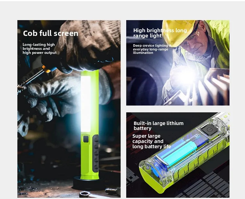 Dual-Side COB Foldable Work Light | Super Bright Emergency Flashlight