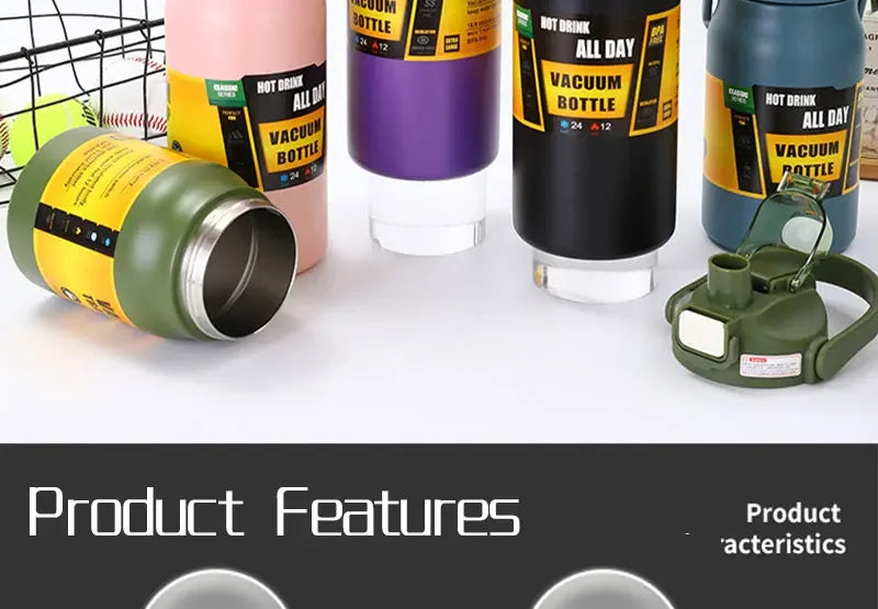 Large Capacity Insulated Stainless Steel Thermo Bottle | Portable Mug