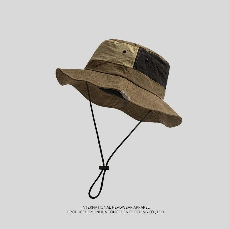Japanese Style Summer Sun Protection Bucket Hat Color Matching Casual Hat Unisex for Outdoor Hiking Camping Travel Daily Wear
