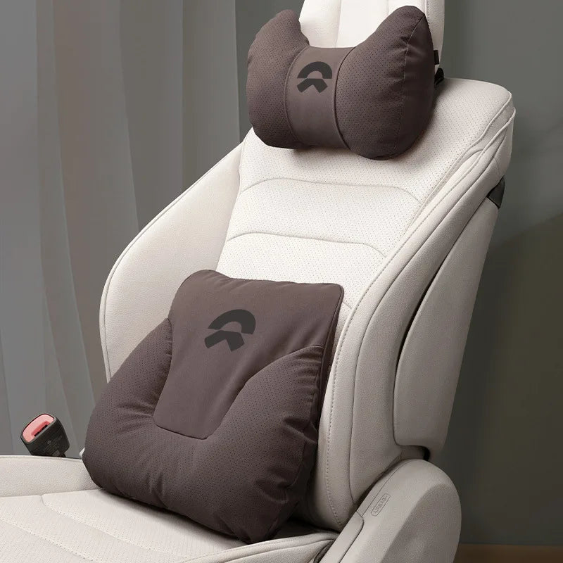 Premium Leather Car Neck Pillow | Ultimate Lumbar Support