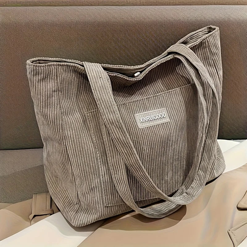 Bolso de hombro de pana para mujer de gran capacidad | Elegante y práctico