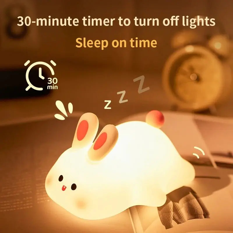 Cute Piggy Bunny Night Light | Soft Silicone Lamp for Kids