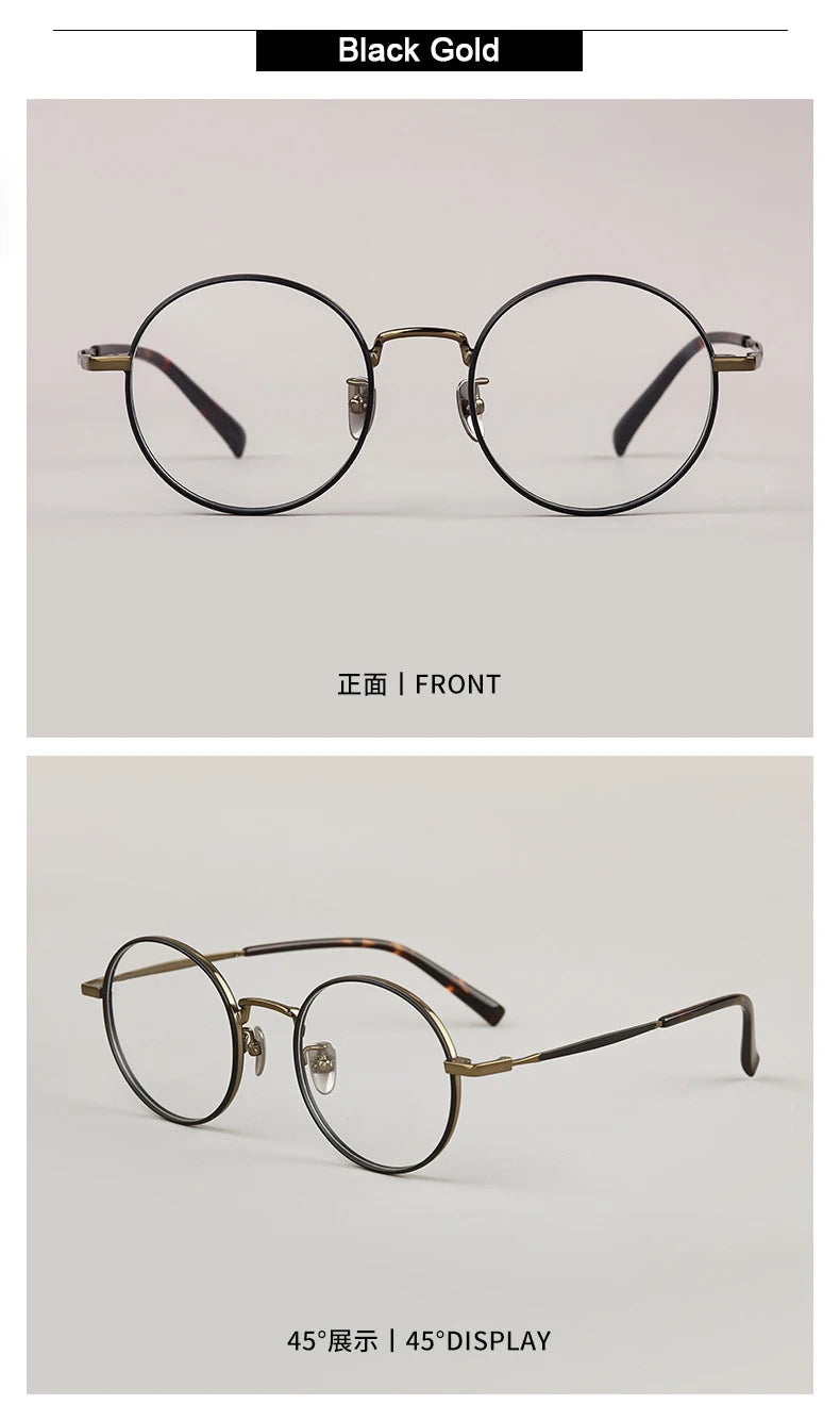 Ultra-Light Retro Round Eyeglasses | Stylish Titanium Frames