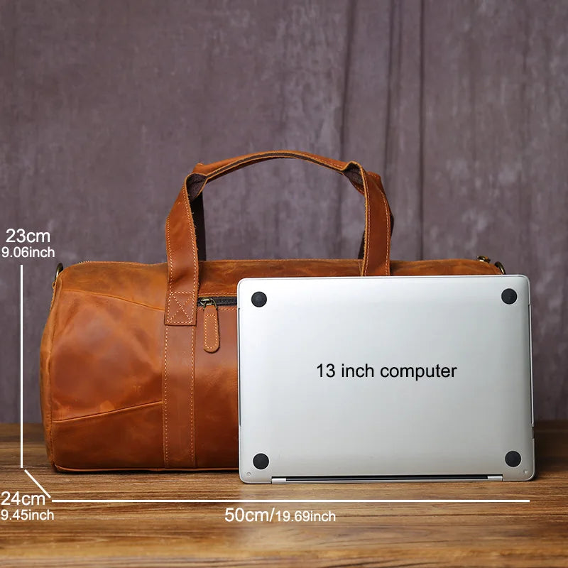 Retro Men's Crossbody Travel Bag | Genuine Leather Handbag