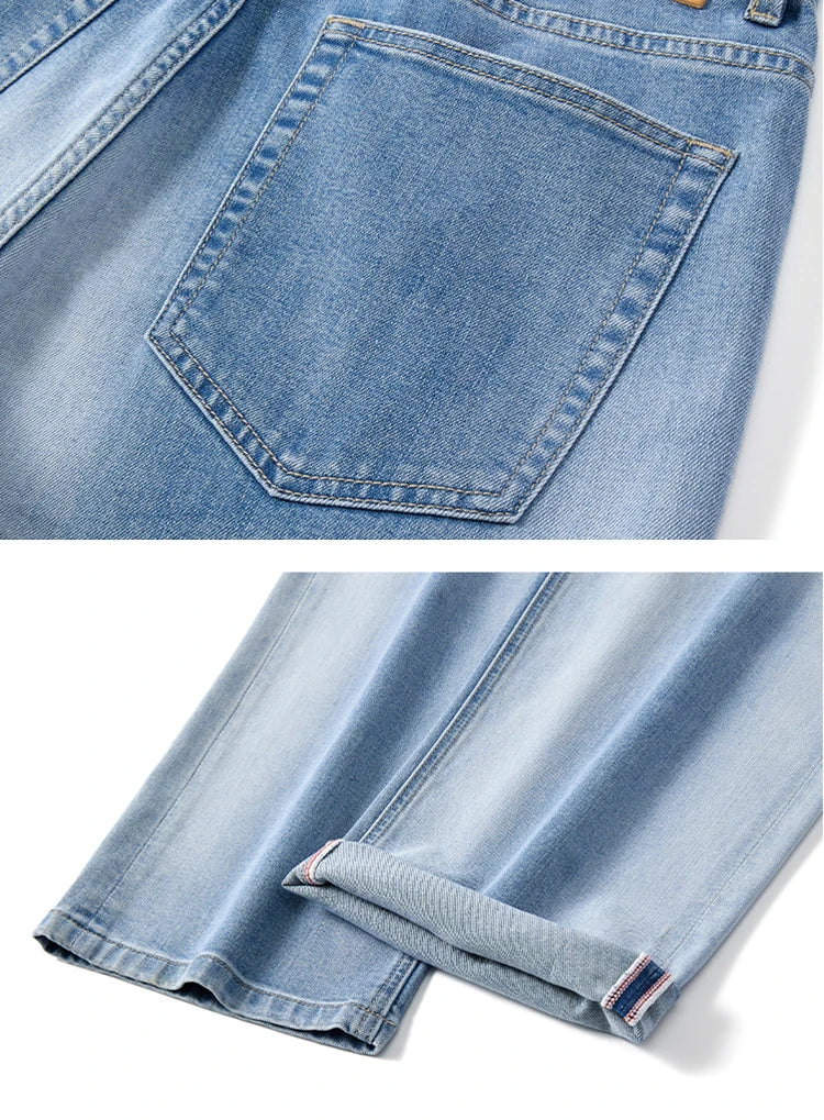 Men's Summer High Street Gradient Light Blue Jeans | Comfortable Fit