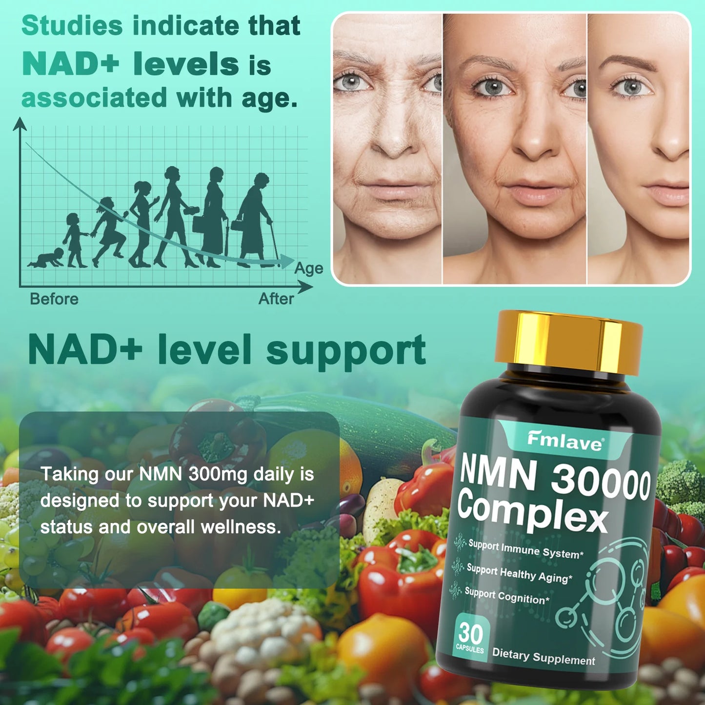 99% Pure NMN & Ergothioneine Capsules for Healthy Aging