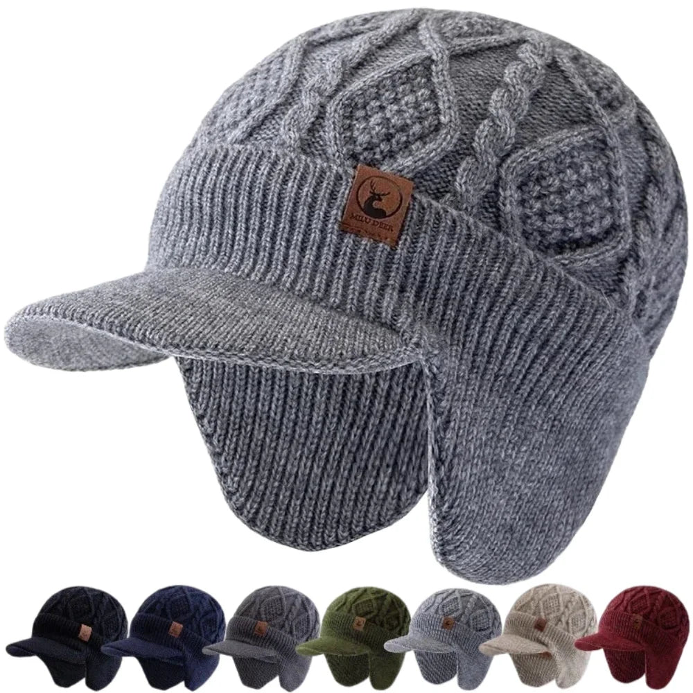Unisex Fleece Lined Earflap Beanie Hat | Stylish Warm Winter Cap