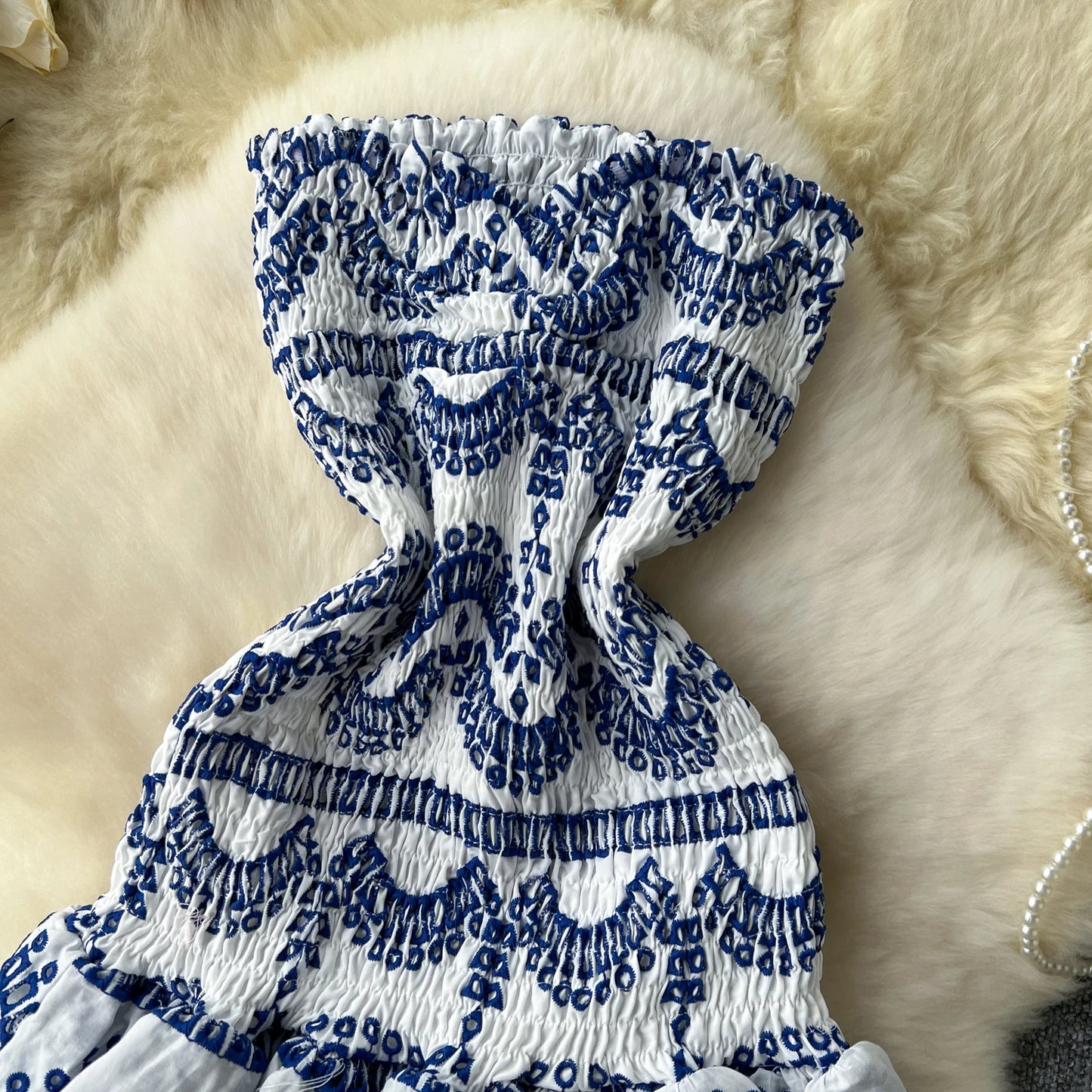 Chic Vintage Sleeveless Pleated Tube Dress for Summer Parties