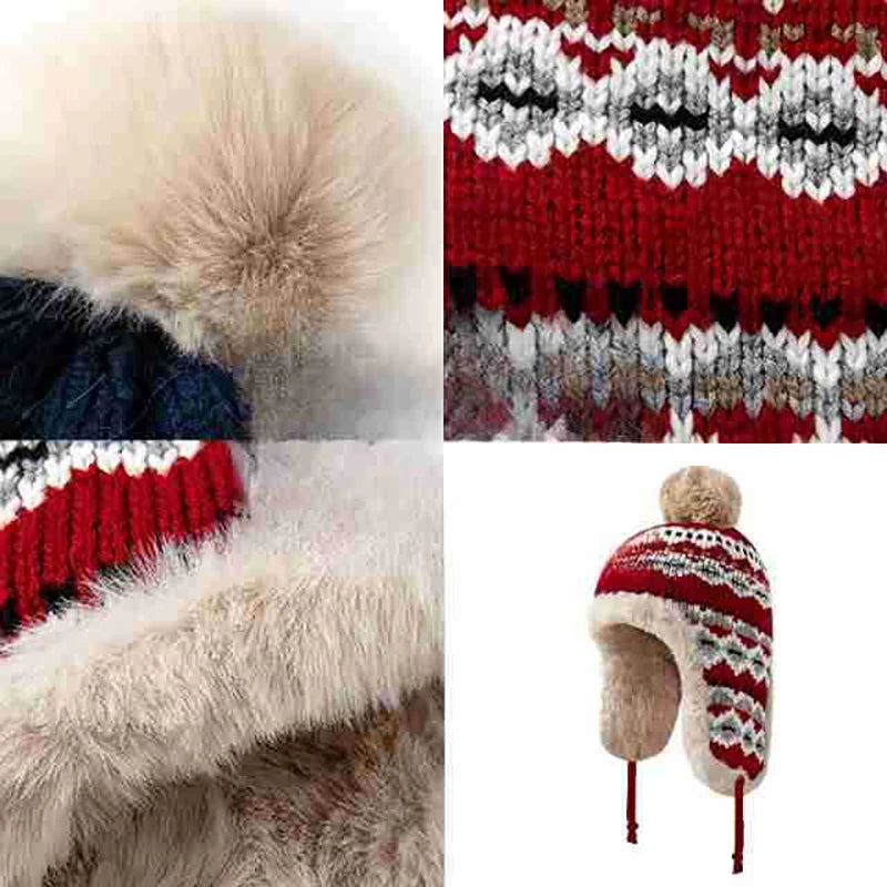 Women's Warm Knitted Fluffy Trapper Hat | Cozy Earflap Beanie