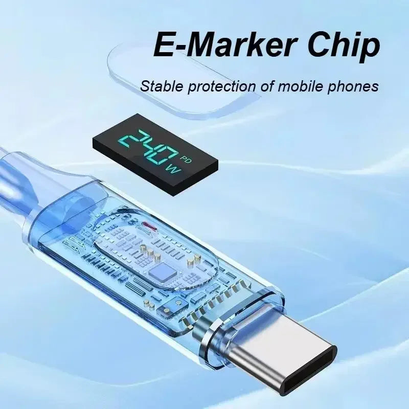 240W High-Speed USB C Dual Charging Cable with Digital Monitor
