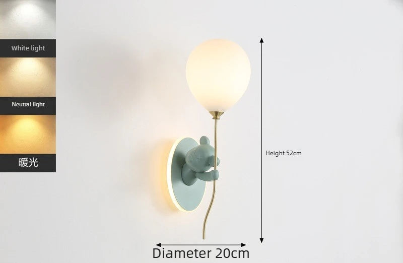 Lámpara de pared de oso creativo | Lámpara suave de globo de dibujos animados para habitaciones infantiles